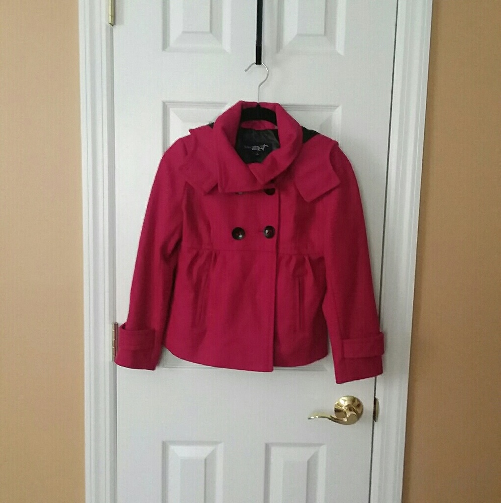 Black Rivet Girls Raspberry Color Coat